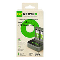 GP Batteries ReCyko B441 Batterilader m/Ladestation + 4x AA Batterier 2100mAh (AA)