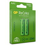 Genopladelige AA batterier (2600mAh) GP ReCyko - 2-Pack