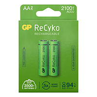 GP ReCyko Genopladelige AA batterier (2100mAh) 2-Pack