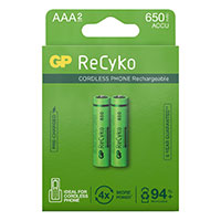 GP ReCyko Genopladelige AAA batterier (650mAh) 2-Pack