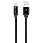 GreyLime MicroUSB Kabel - 1m (USB-A/MicroUSB) Flettet Sort