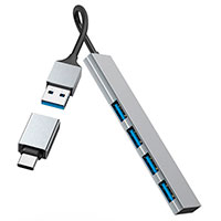 Hama USB Hub m/USB-C Adapter (4xUSB-A)