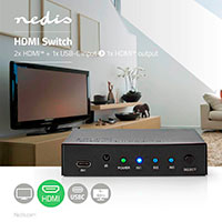 HDMI Switch 4K - 2 input + USB-C (m/forstrker) Nedis
