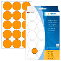 Herma Runde Etiketter - Neon Orange (32mm) 360 stk
