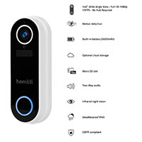 Hombli Smart Doorbell 2 St (inkl. drklokke modtager) Hvid