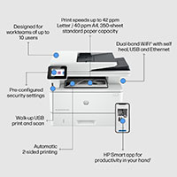 HP LaserJet Pro MFP 4102FDW Sort/Hvid Laserprinter 4-i-1 (LAN/WLAN/ADF/Duplex)