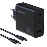 HuntKey P100 PD 100W USB-C Oplader (USB-C/USB-A) + USB-C/USB-C Kabel