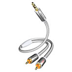 In-Akustik Premium Minijack til Phono kabel - 1,5m (3,5mm Han/2xRCA Han)