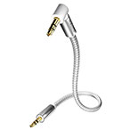 In-Akustik Premium MP3 Minijack Kabel m/90 gr. vinkel - 0,75m (3,5mm Han/Han) Flet