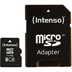 Intenso MicroSDHC 8GB Kort m/Adapter
