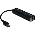 Inter-Tech USB 3.0 Hub - 4 porte (3xUSB 3.0/1xRJ-45)
