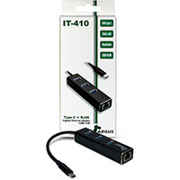 Inter-Tech USB-C Hub - 4 porte (3xUSB 3.0/1xRJ-45) Sort