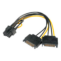 Intern PC strmkabel (SATA til PCIe 6+2pin) Akasa