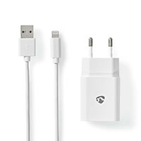 iPhone lader m/kabel - 12W (1x USB-A/Lightning) Hvid - Nedis