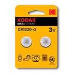 Kodak Max CR1220 Lithium batterier (3V) 2-Pack