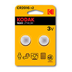 Kodak Max CR2016 Lithium batterier (3V) 2-Pack