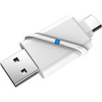 Kortlæser med USB/USB-C (USB 3.1 Gen1) Sølv - Deltaco