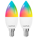 Laxihub LAE14S Smart LED Pære m/RGB E14 - 4,5W (WiFi/Bluetooth/Tuya) 2pk 