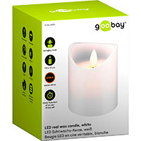 LED stearinlys m/bevægelig flamme (7,5x10cm) Hvid - Goobay