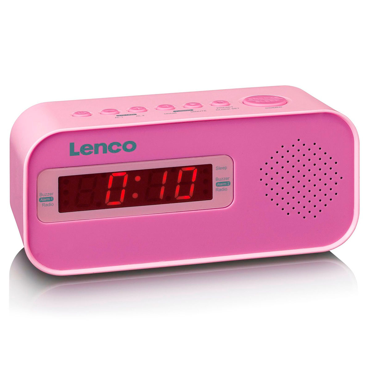 Lenco CR-205 Børne Pink (Dual Clockradio Alarm) Vækkeur