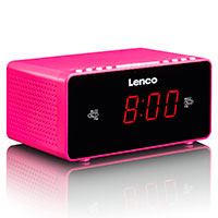 Lenco CR-510 Clockradio Vkkeur m/FM Radio (Dual Alarm) Pink