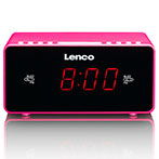 Lenco CR-510 Clockradio Vækkeur m/FM Radio (Dual Alarm) Pink