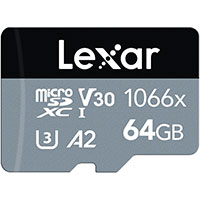 Lexar C10 microSDXC Kort 64GB A2 V30 (UHS-I) m/Adapter