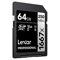 Lexar Professional SDXC Kort 64GB V60 (UHS-II) 120/250 MB/s