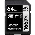 Lexar Professional SDXC Kort 64GB V60 (UHS-II) 120/250 MB/s