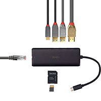 Lindy 43358 USB-C Dock (HDMI/RJ45/USB-C/Kortlser)