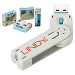 Lindy USB-A Port Blocker m/monterings ngle (4 stk) Bl