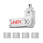 Lindy USB-A Port Blocker m/monteringsngle (4 stk) Hvid