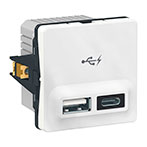 LK Fuga Dobbelt USB udtag USB-A/C 2400mA (1 modul) Hvid