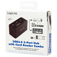 Logilink All-in-one USB 3.0 Hub m/Kortlser (USB/MicroSD/SD)