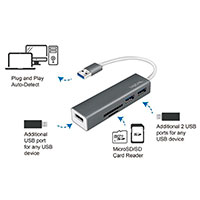 Logilink USB 3.0 Hub m/Kortlser (5 port)