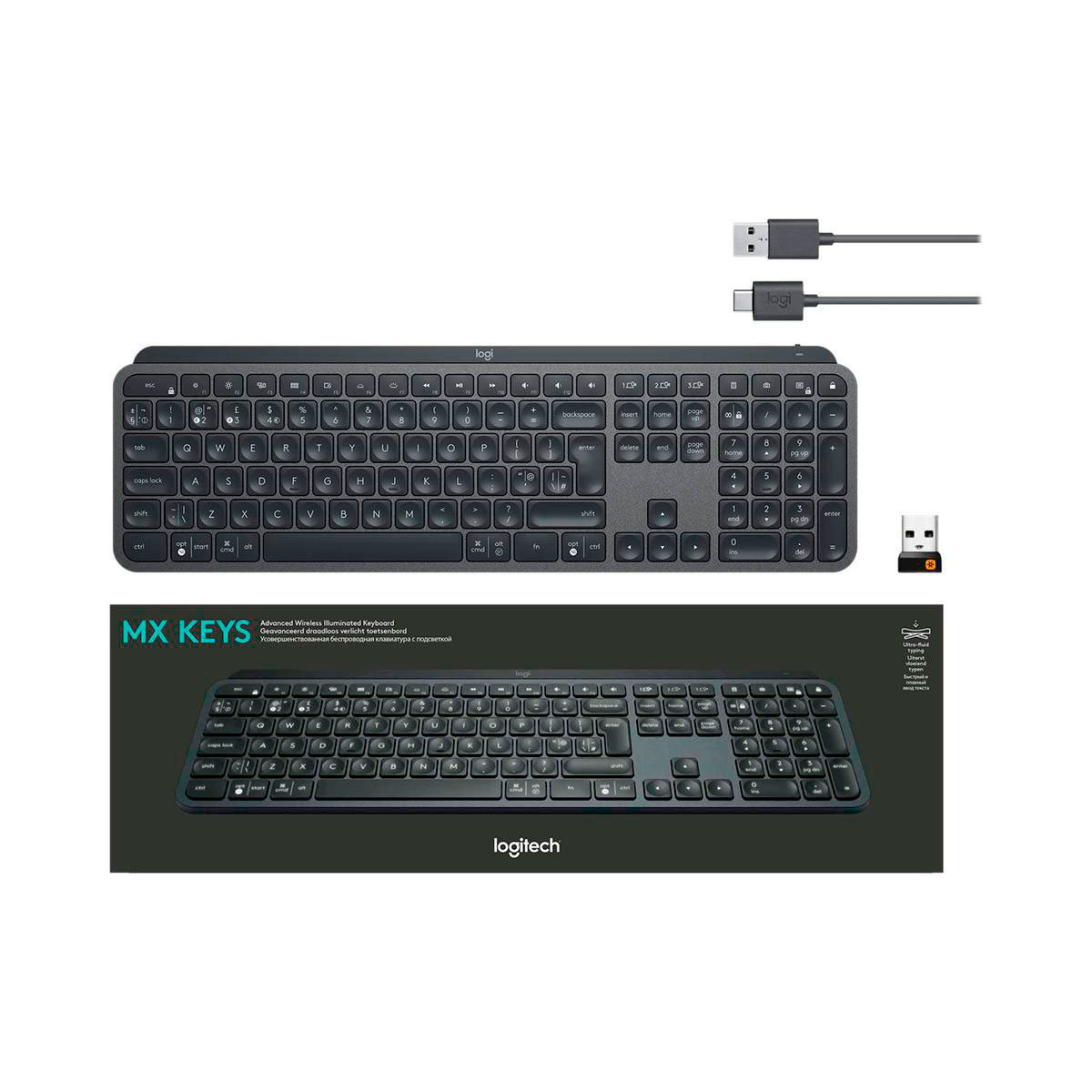 Logitech MX Keys tastatur (Genopladeligt)