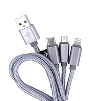 Maxlife Multikabel 2,1A - 1m (Lightning/USB-C/microUSB) Grå