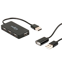 Maxlife USB 2.0 Hub + USB forlngerkabel 1,5m (4xUSB-A)