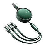 Mcdodo CA-7252 3-i-1 USB Kabel m/Opruller - 1,2m (Lightning/MicroUSB/USB-C) Grn