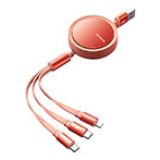 Mcdodo CA-7252 3-i-1 USB Kabel m/Opruller - 1,2m (Lightning/MicroUSB/USB-C) Orange