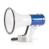 Megafon m/aftagelig mikrofon 25W (1500m) Hvid/Bl - Nedis