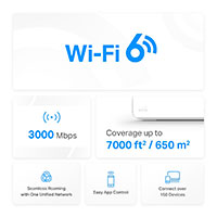 Mercusys Halo H80X Home Mesh WiFi Router - 3000Mbps (WiFi 6) 3pk