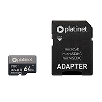 Micro SDXC kort 64GB V10 m/adapter (UHS-I) Platinet