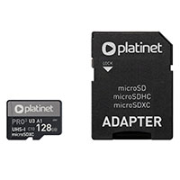 Micro SDXC kort 128GB V30 m/adapter (UHS-I) Platinet