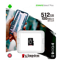 Micro SDXC Kort 512GB V30 A1 (UHS-I) Kingston Canvas Select