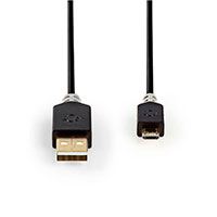 Micro USB kabel - 1m (USB-A/USB-B) Antracit
