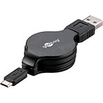 Micro USB kabel 1m udtrækkelig (Micro USB/USB-A) - Goobay