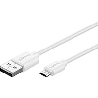 Micro USB oplader 1A - m/kabel (1xUSB) Hvid - Goobay