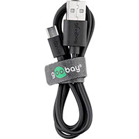 Micro USB oplader Slim 1A - m/kabel (1xUSB) Sort - Goobay
