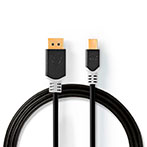 Mini DisplayPort til DisplayPort kabel 8K - 2m (1.4) Grå